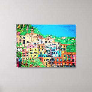 Amalfi Kust van Italië Hedendaagse digitale kunst Canvas Afdruk