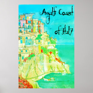Amalfi-kust van Italië Kunst 11" X 14" poster