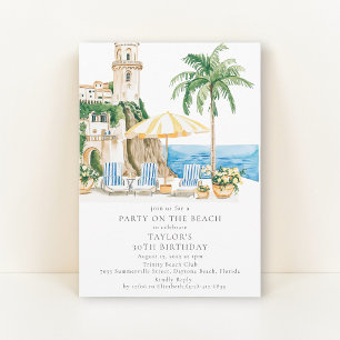 Amalfi Kust Verjaardagsstrandfeest Uitnodiging