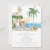 Amalfi Kust Verjaardagsstrandfeest Uitnodiging (Voorkant)