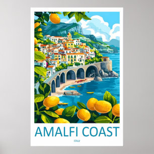 Amalfi-kust Vintage Reisposter Ski Nationaal Poster