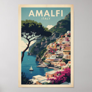 Amalfi-kust vintageposter – Positano retroprint Poster