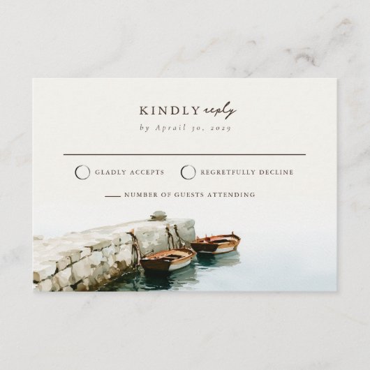 Amalfi-kust Visboot Strand Bruiloft RSVP Kaart (Voorkant)