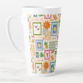 Amalfi-kust Zomer Mediterraan Patroon Latte Mok