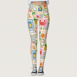 Amalfi-kust Zomer Mediterraan Patroon Leggings