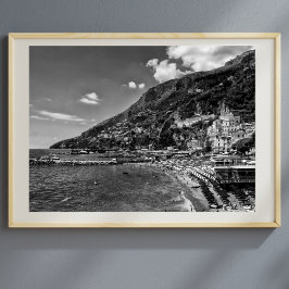 Amalfi-kust Zwart En Fotografie Poster