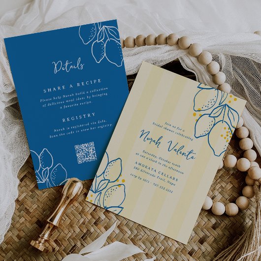 Amalfi Lemon All-in-One Handwritten Bridal Shower Kaart