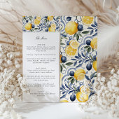 Amalfi Lemon & Azulejo Bruiloft Menu Kaart