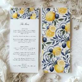 Amalfi Lemon & Azulejo Bruiloft Menu Kaart