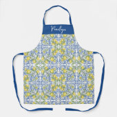 Amalfi Lemon Italian Blue TileAll-Over Print Apron Schort (Voorkant)