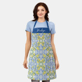 Amalfi Lemon Italian Blue TileAll-Over Print Apron Schort (Gedragen)
