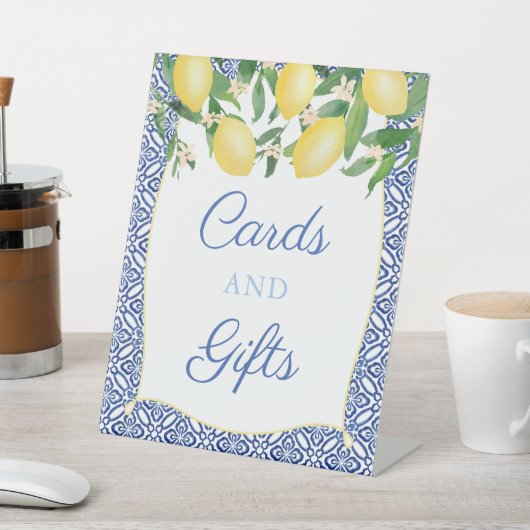 Amalfi-lemonenkaarten en cadeautjes voor bruiloft reclamebord met voetstuk (Insitu)