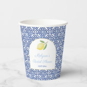 Amalfi Lemons Arch Shape Blue Tegels Vrijgezellenf Papieren Bekers (Voorkant)