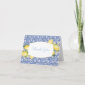Amalfi Lemons Azulejos Powder Blue Baby Shower Bedankkaart (Voorkant)