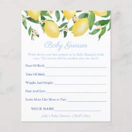 Amalfi Lemons Baby Predictions Shower Game Kaart