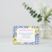 Amalfi Lemons Blauw Wit Patroon Luier Raffle Informatiekaartje (Staand voorkant)