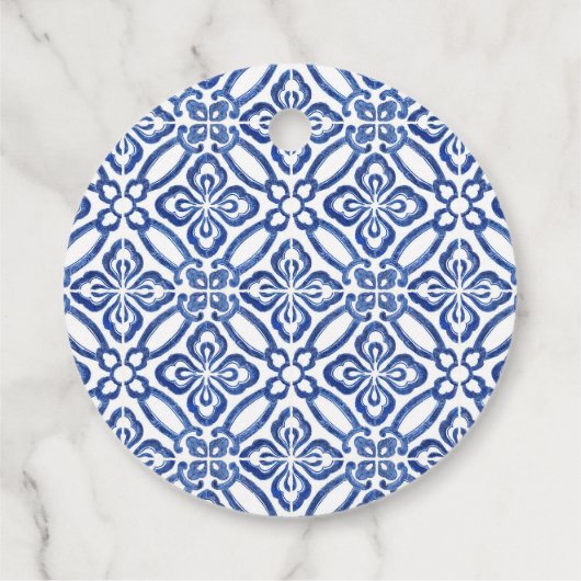 Amalfi Lemons Blue Tegel Baby of Trouwdouche Bedankjes Labels (Achterkant)