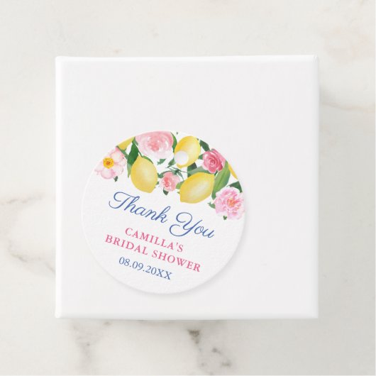 Amalfi Lemons Blue Tegel Baby of Trouwdouche Bedankjes Labels (In situ)