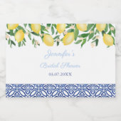 Amalfi Lemons Blue Tiles Wedding Shower Likeurfles Etiket (Enkel label)