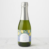 Amalfi Lemons Blue Tiles Wedding Shower Sparkling Wijnetiket (Voorkant)