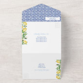 Amalfi Lemons  Blue White Tegels Weddenschap All In One Uitnodiging (Buitenkant)