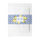 Amalfi Lemons Blue White Tegels Weddenschap Uitnodigingen Wikkel (Voorkant Voorbeeld)