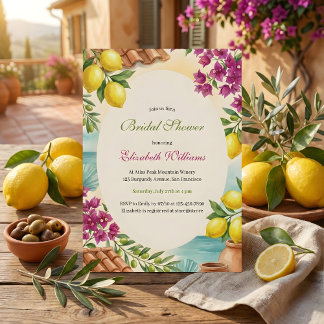 Amalfi Lemons Coastal Italian Summer Bridal Shower Kaart