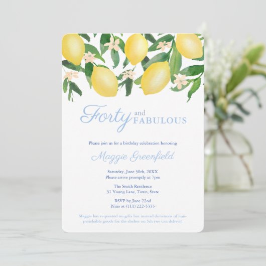 Amalfi Lemons Milestone Vrouw 40e verjaardag Kaart (Staand voorkant)