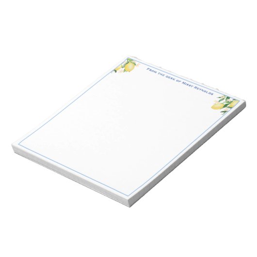 Amalfi Lemons Powder Blue Personalized Notepad Notitieblok (Linkerzijde)