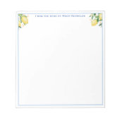 Amalfi Lemons Powder Blue Personalized Notepad Notitieblok (Voorkant)