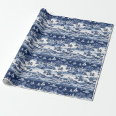 Amalfi Liefdesverhaal: Blauw & Wit Huwelijkskunst Cadeaupapier (Uitgerold)