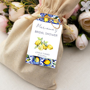 Amalfi Majolica blauw tegels citroenen vrijgezelle Cadeaulabel