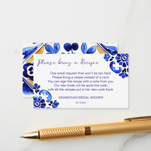 Amalfi Mediterraans Italiaans thema recept kaart (Voorkant / Achterkant in situ)