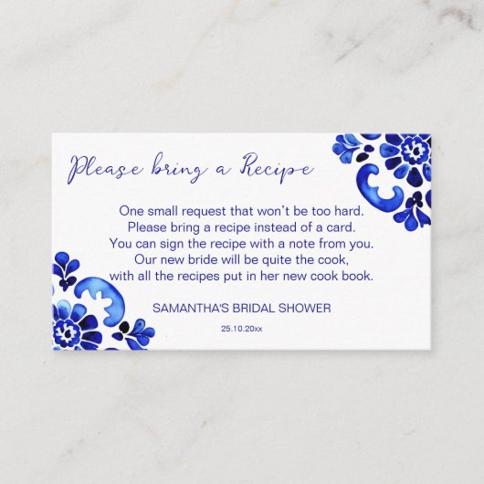 Amalfi Mediterraans Italiaans thema recept kaart (Voorkant)