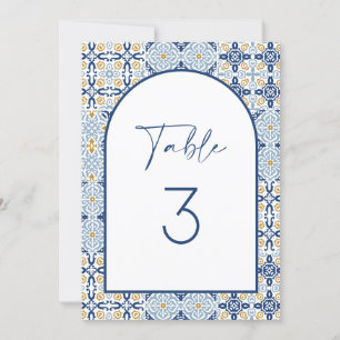 Amalfi Mediterranean Blue Tile Table Number Kaart