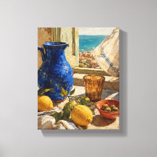 Amalfi-middag – Mediterrane stilleven Canvas Afdruk