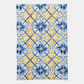 Amalfi Middellandse Zee Blauwe Tegels Theedoek (Verticaal)
