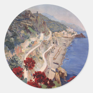 Amalfi Napoli Italië  Italiaans reisbureau Ronde Sticker