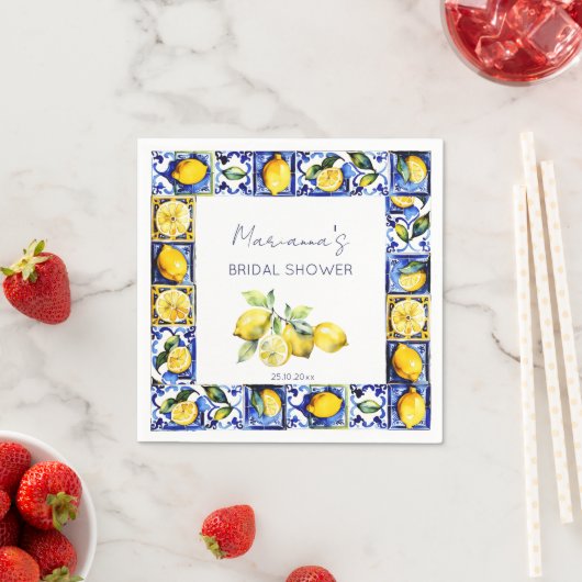 Amalfi Positano blauw tegels citroenen vrijgezelle Servet (Insitu)