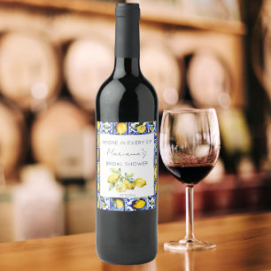 Amalfi Positano blauw tegels citroenen vrijgezelle Wijn Etiket