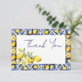 Amalfi Positano blauwe tegels citroenen bruidsdine Bedankkaart (Staand voorkant)