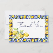 Amalfi Positano blauwe tegels citroenen huwelijksu Bedankkaart (Voorkant)