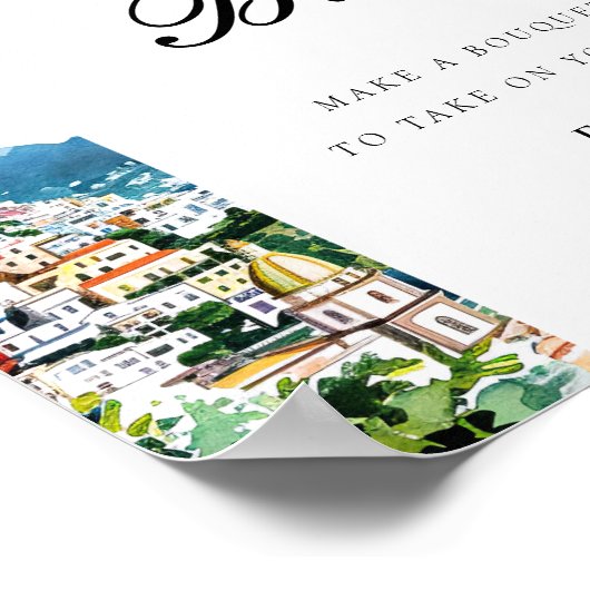 Amalfi Positano Flower Bar Vrijgezellenfeest Sign Poster (Hoek)