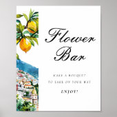 Amalfi Positano Flower Bar Vrijgezellenfeest Sign Poster (Voorkant)