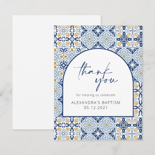 Amalfi Positano Mediterranean Blue Tile Bedankkaart (Voorkant / Achterkant)