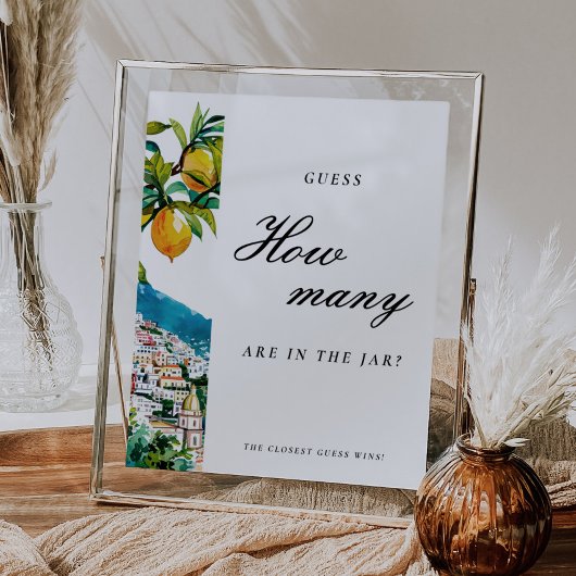 Amalfi raad eens hoeveel kussen Vrijgezellenfeest Poster