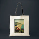 amalfi-reisreclame tote bag<br><div class="desc">Prachtig vintage-poster van de kust van Amalfi in Italië door Mario Borgoni in 1915. Mario Borgoni, 1869-1936, is geboren in Pesaro, Italië, en was een van de eerste Italiaanse kunstenaars die erin geslaagd waren de overgang van fijne kunst naar commerciële kunst tot een succes te maken. Zijn illustraties gebruikten drastische...</div>