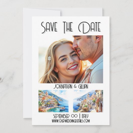 Amalfi slaan de datum foto bestemming uitje save the date (Voorkant)