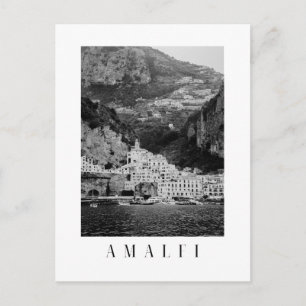 Amalfi stadsansichtkaart in zwart-wit briefkaart