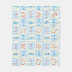 Amalfi stijl blauw en terracotta naadloos patroon fleece deken